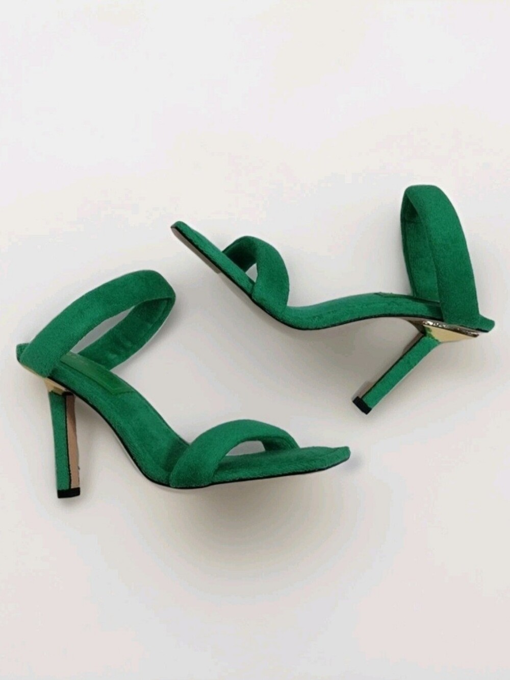 Good American Terry Square Toe Mule Heels 9 Resort Glam Green Statement Sandals - Picture 9 of 16